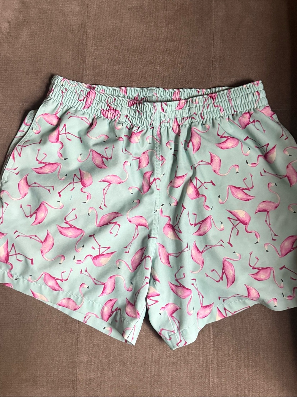 chubbies Men’s Flamingo Print Shorts - Pink on Mint